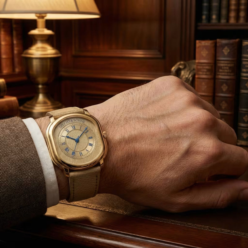 mostrador oval dourado